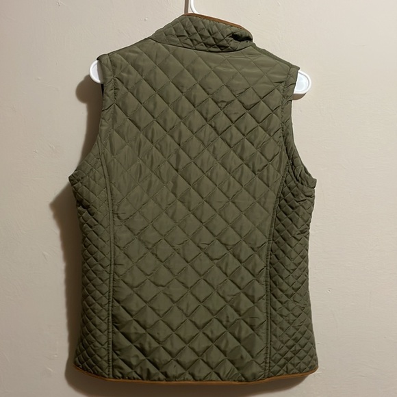 Jason Maxwell Quilted Olive Green Vest with brown piping. Size S. - Picture 5 of 5